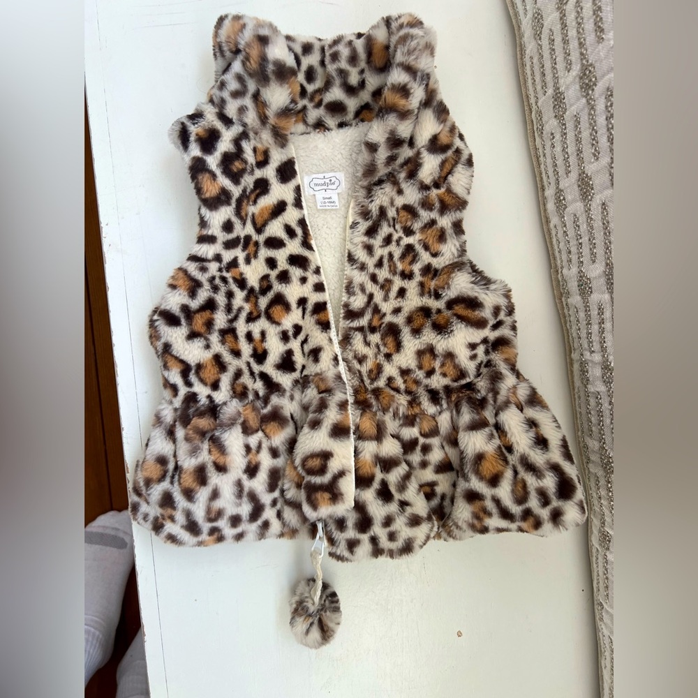 Mud Pie Leopard Fur Vest *great condition* 12-18 mo